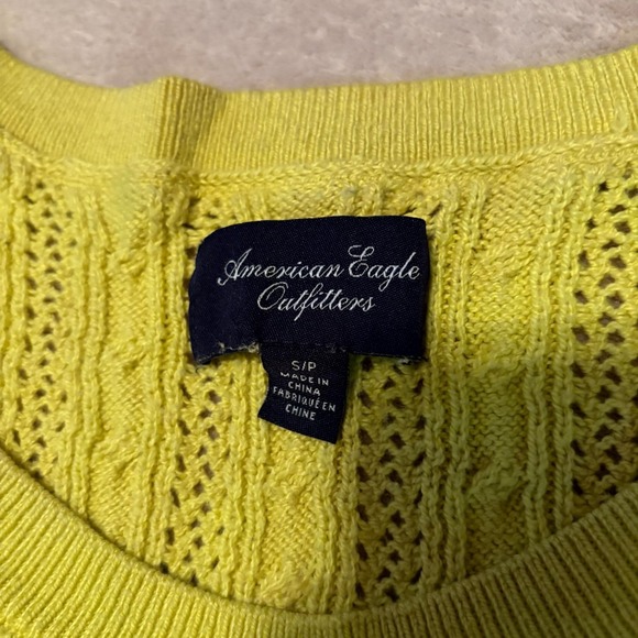 American Eagle Outfitters Yellow Cable Knit Sweater Womens Small Pullover - Picture 2 of 5
